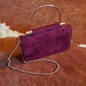 Maroon Handbag with Gold Chain & Handle